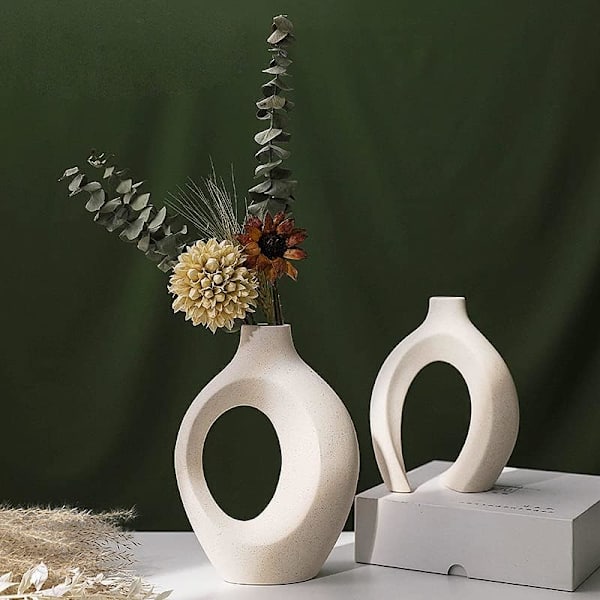 Keramisk Vas, Designvas, Vit Blomvas, Modernt Bord, ZQKLA