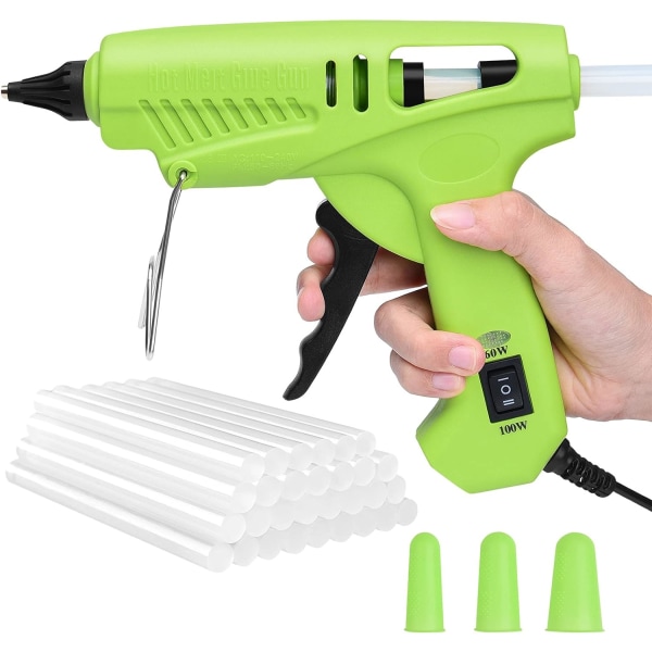 Dual Power Hot Glue Gun – 60/100W Power Tool with 30 11mm Clear Glue Sticks and 3 Silicone Covers for DIY Home Office Repair Decor