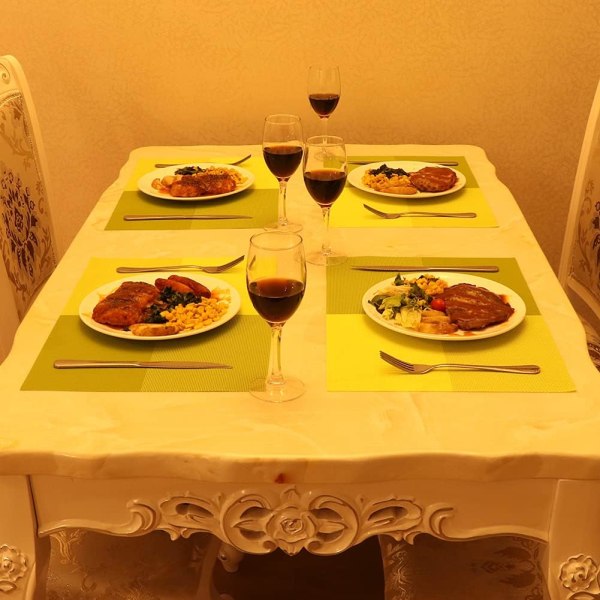 Set med 8 Placemats Vinyl Värmebeständiga Slitstarka Vävda, ZQKLA