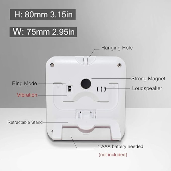 Digitaalinen ajastin 3-in-1 kello/herätyskello toiminnolla, magneettinen kiinnitys