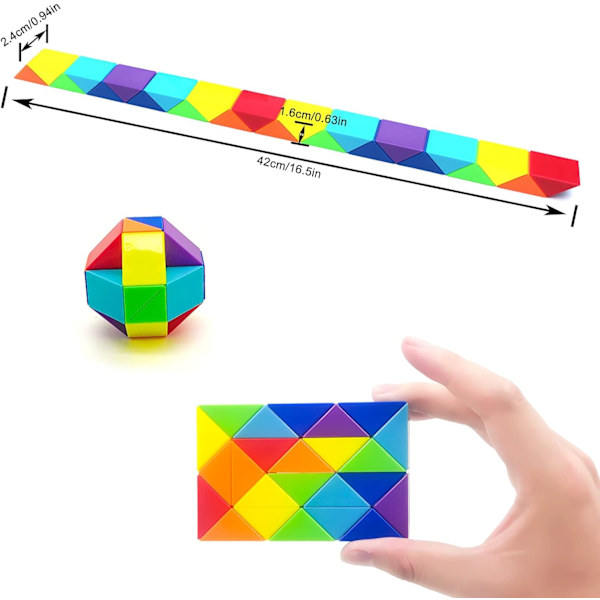 1 stk Slange Fidget Leke Terning Twist Puslespill 24 Kiler, Stor Størrelse Rai
