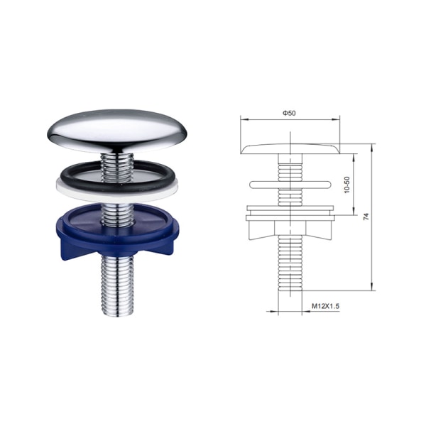 Keittiöallas Hanareikä Tyhjennystulppa Metalli Tulppa 50mm Levy Stop,ZQKLA
