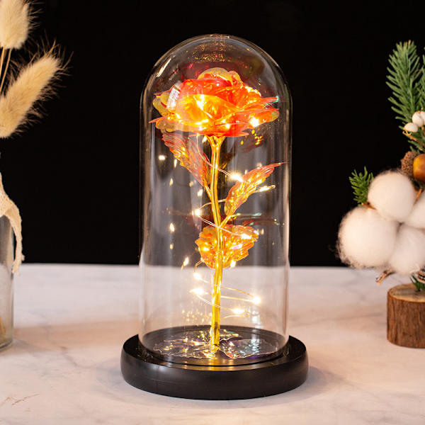 Led Enchanted Galaxy Rose Ikuinen 24k Kultafolio Kukka, ZQKLA
