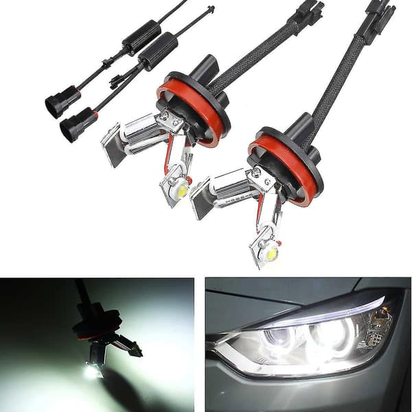 2 stk. Bil LED Angel Eye Lys 6000k H8 Pære Til E82 E87 E90 E91 E92 M3 E93 E60 E61 E63 E70 X5