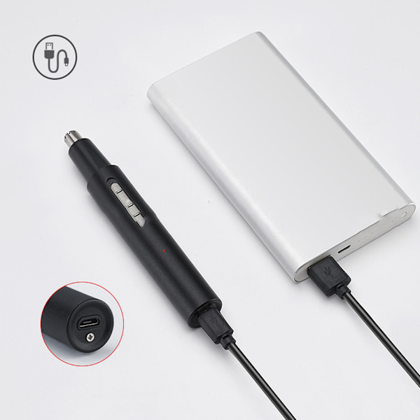 Næse- og ørehårstrimmer (Sort), Professionel USB genopladelig, ZQKLA