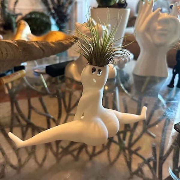 Sjov Stor Bagdel Spøgelsesplantepotte, Sød Kropsformet Plantepotte, Hilarisk Luftplante Display Haveplantepotte Sjov Harpiks Plantepotter Plante Display til Hjem Kontor