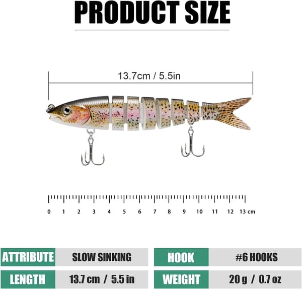 Predator Fiskedrag, Dykande Swimbaits, Realistisk Långsam, ZQKLA