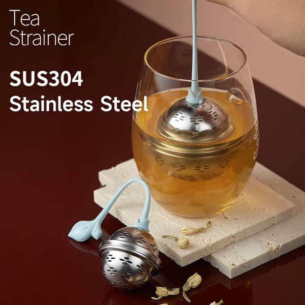 1 stk Te-filter med silikonhåndtak, 304 rustfritt stål mat-te-infuser