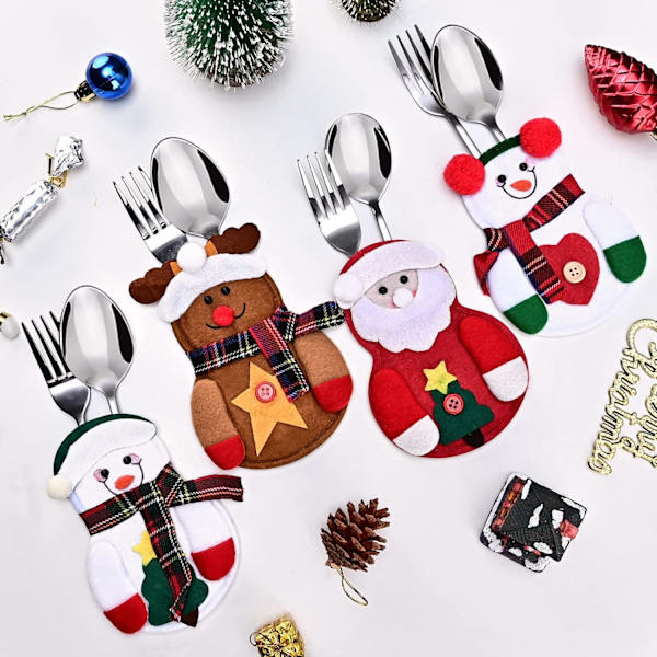 8 Stykker Julebestikholdere (Julemand + Rendeer + Snemand)