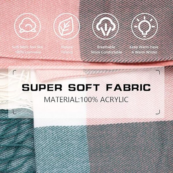 Vinter Tartan Scarf - Lång Damrutig Halsduk Varm Ull Bri,ZQKLA