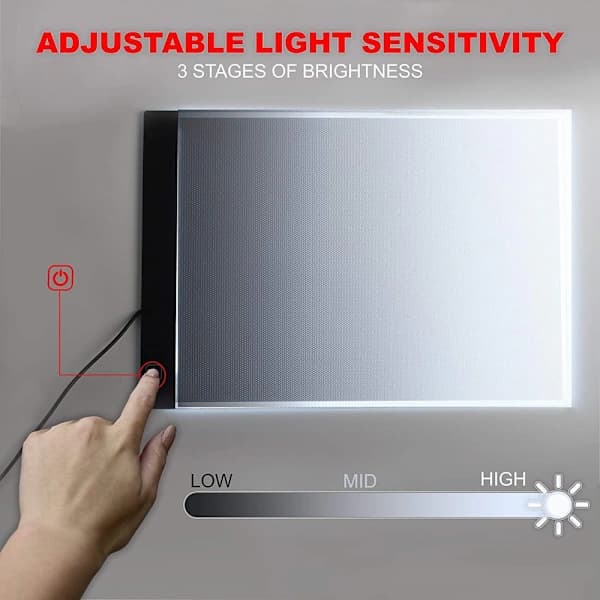 A4 Valotaulu Piirustusalusta / Kirjoitusalusta LED-valolla, su
