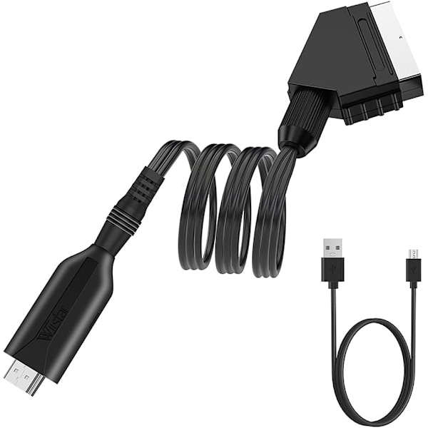 SCART til HDMI-kabel, SCART til 1080p/720p HDMI lyd- og videoadapter for HDTV-skjerm-projektor