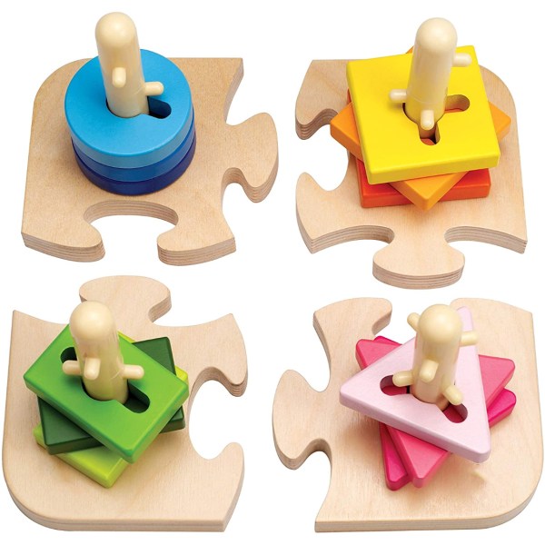 Creative Button Puzzle, Wooden Logic Puzzle for Kids, Vibrant Col