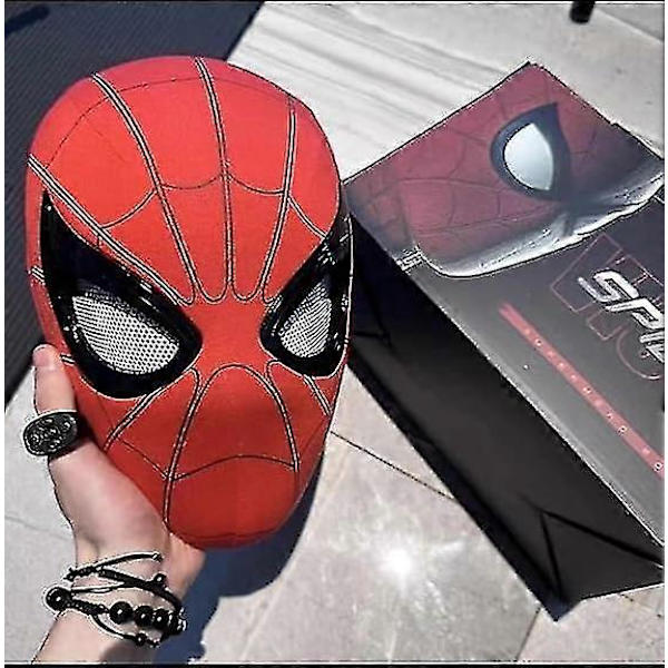 Spider Hero-maske Fjernkontroll bevegelige mekaniske øyne, realistisk edderkopp superhelt full rekkevidde med bevegelig linse rollespill Boris
