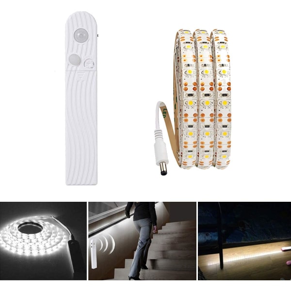 (Kallvitt 6000K, 3m) LED-strip med rörelsesensor, batteridriven, ZQKLA