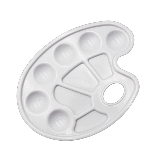 Hvid oval plastik malepalette, ZQKLA