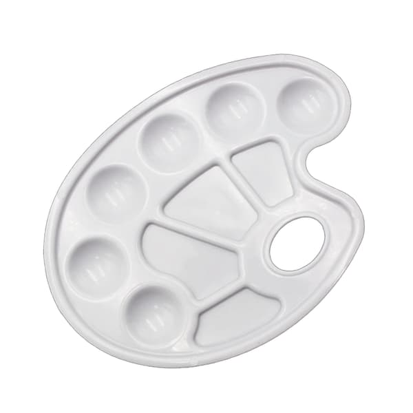 Vit oval plastfärgpalett, ZQKLA