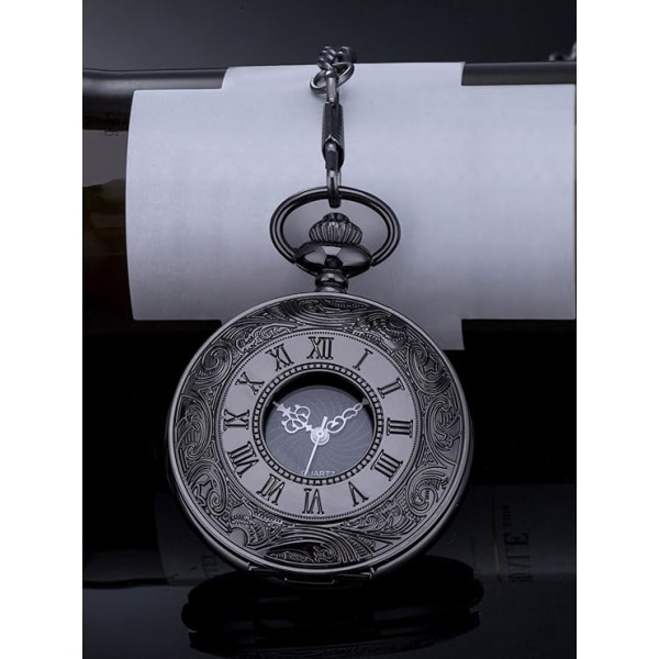 Vintage romerska siffror Skala kvarts watch med kedja,, ZQKLA