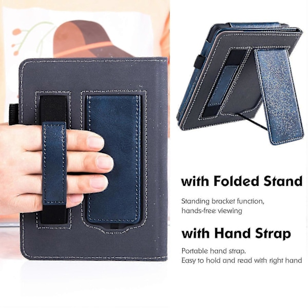 Kreativt Fodral med Ställ Kompatibelt med 6.8 Tum Kindle Paperwhite 11:e Generationen 2021 Blue Gray