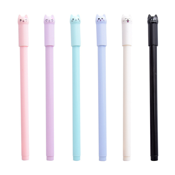 6 stk./sæt Kawaii Tegneserie Kat Gelpen til Pigegave Sød Stati,ZQKLA