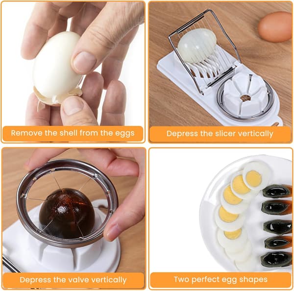 Oppvaskmaskinsikker, Hvit, Eggkutter i Rustfritt Stål, 2 i 1 Egg, ZQKLA