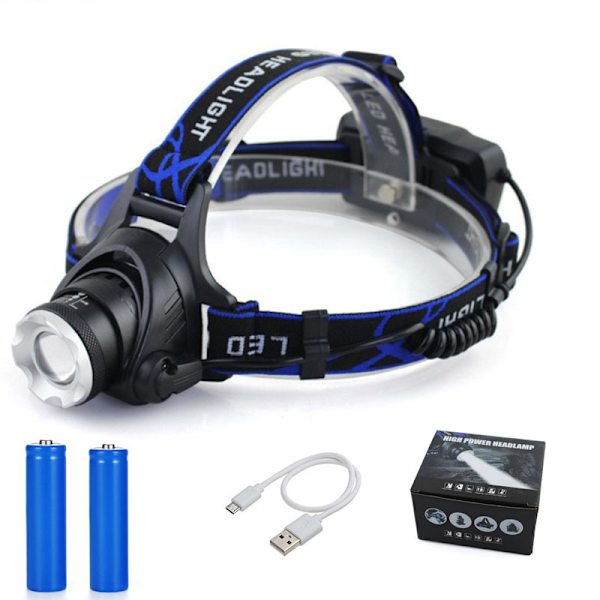 Tehokas LED-otsalamppu Ladattava taskulamppu Säädettävä otsalamppu, ZQKLA