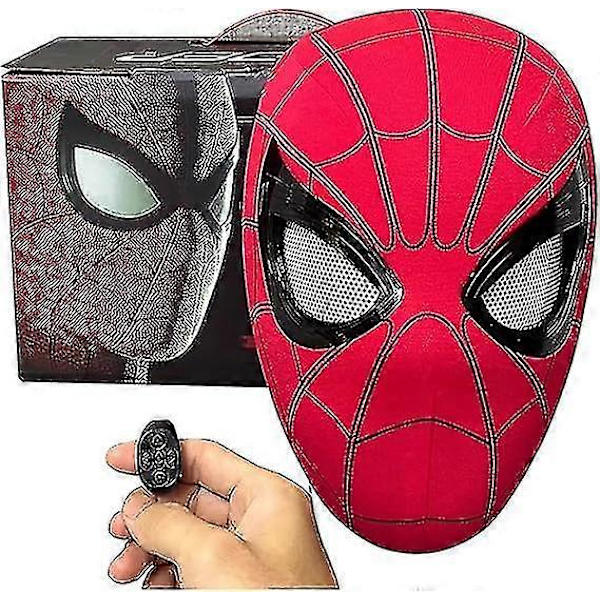 Spider Hero-maske Fjernkontroll bevegelige mekaniske øyne, realistisk edderkopp superhelt full rekkevidde med bevegelig linse rollespill Boris