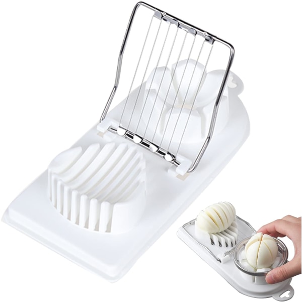 Dishwasher Safe, White，Stainless Steel Egg Cutter, 2 in 1 Eg,ZQKLA