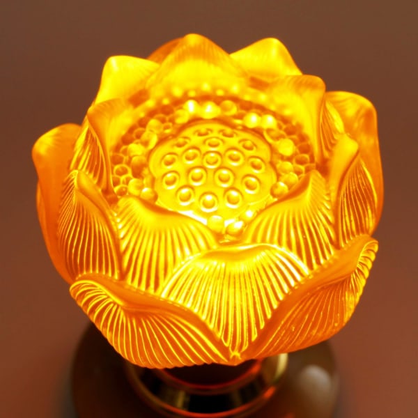 LED Lotus Buddhist Light, varm gul Buddha Lotus Lampe, 2 i 1 U