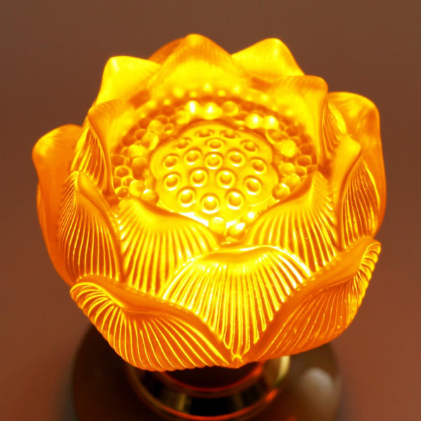 LED Lotus Buddhistisk Lys, Varm Gul Buddha Lotus Lampe, 2 i 1 U