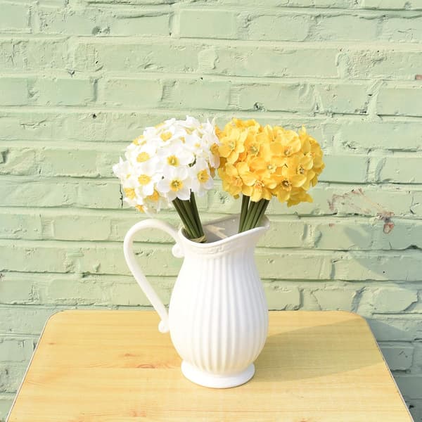 12 stk. Hvite Blomster Kunstige Påskeliljer 16\" for Par, ZQKLA