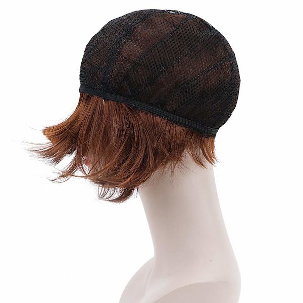 Brun kort bob parykk for cosplay - syntetisk kostyme for kvinner, ZQKLA