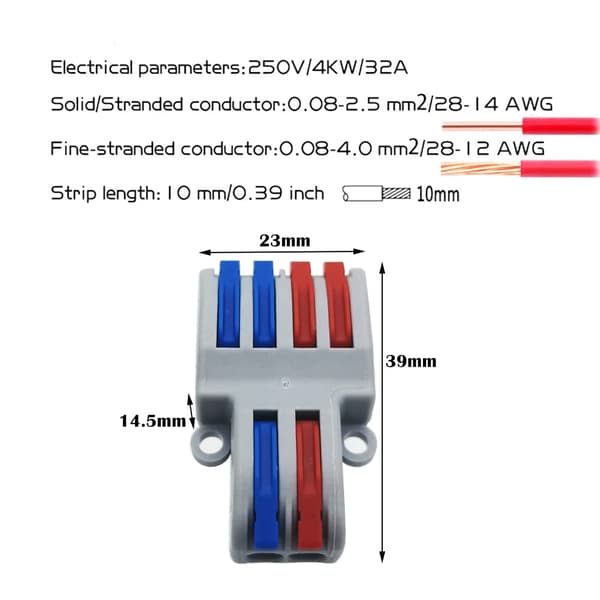 Anslutningsplintar SPL-42 10 st Elektrisk Snabbkoppling, ZQKLA