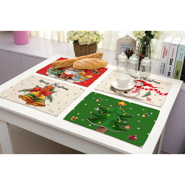 Santa Claus Snowman Christmas Placemats for Dining Table- 12,ZQKLA