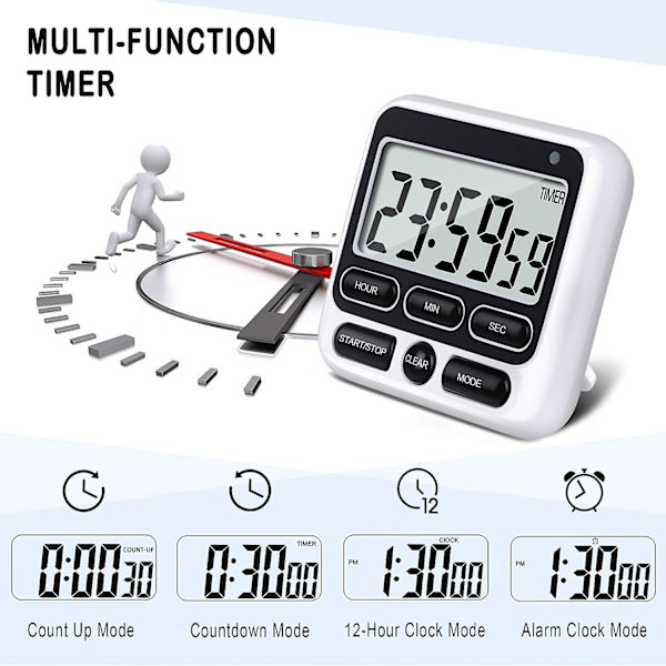 Digital Köktimer med Tyst/Hög Larmknapp PÅ/AV, ZQKLA