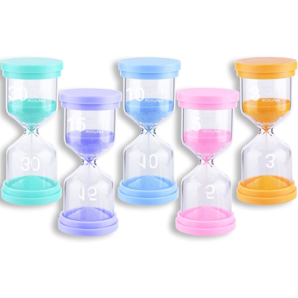 5 Color Hourglass Timer, 3,5,10,15 and 30 Minutes, Hourglass Kitc