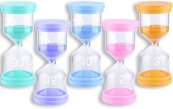 5 Farvede Timeglas, 3, 5, 10, 15 og 30 Minutter, Timeglas Køkken