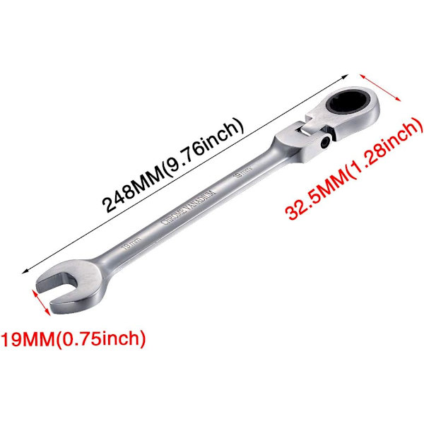 19mm Spärrnyckel Flexibelt Vridbart Huvud Spärrnycklar Ac,ZQKLA