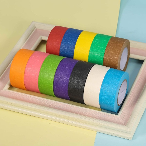 Farverigt afdækningstape, dekorativt farvet DIY-tape til kunst og ZQKLA