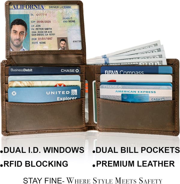 Top Grain Læderpung til Mænd | RFID-blokering | Ekstra Kapacitet
