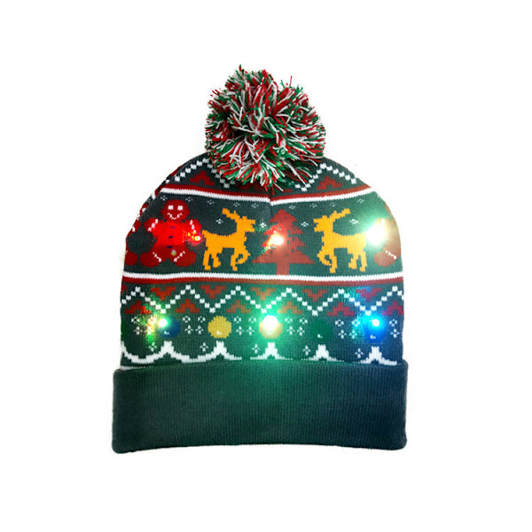 Joulu LED-neulostuva valaistu hattu Unisex talvipipo, ZQKLA