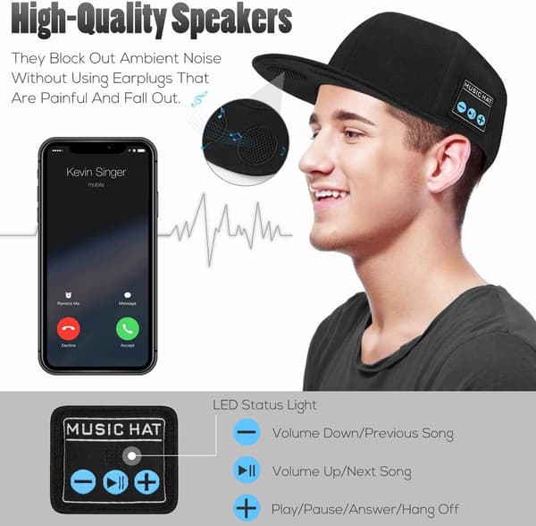 Hattu Bluetooth-kaiuttimella, säädettävä langaton älykaiutin