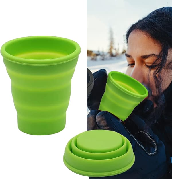 Hopfällbar silikonkopp, hopfällbar resekopp med plast, ZQKLA