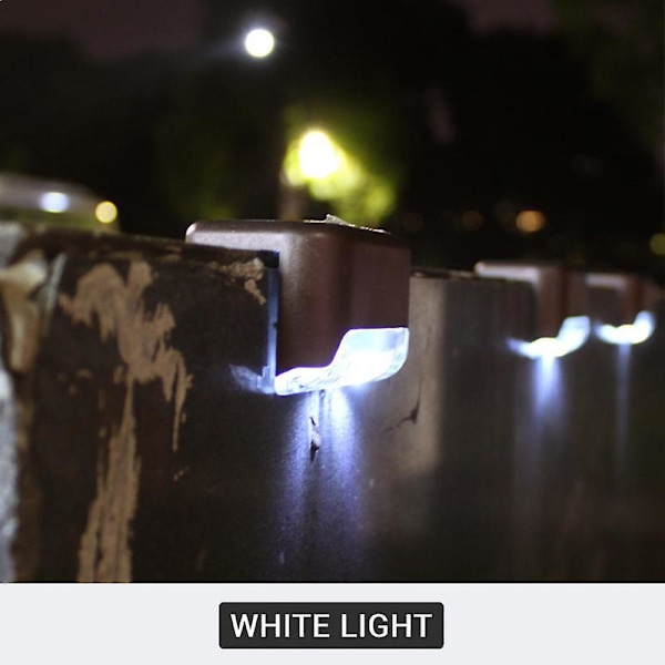 4 st solcellslampor för trädäck LED Vattentät Utomhus Solcellslampor Trädgårdssteg Lampor Dekoration för Trädgård Uteplats Trapp Staket White light