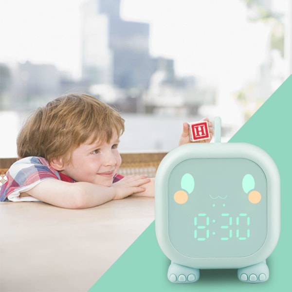 (Grønn) Digital Kids Alarm Clock, Dinosaurs Alarm Clock Boys, ZQKLA