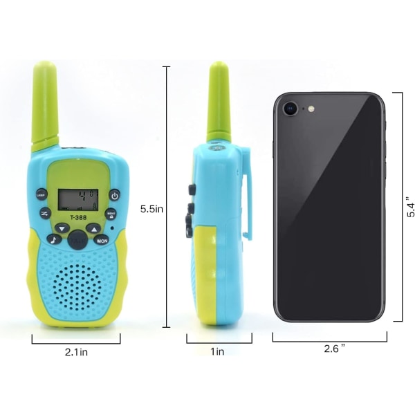 2-pack batteridrivna walkie-talkies för barn med 22 kanaler, ZQKLA
