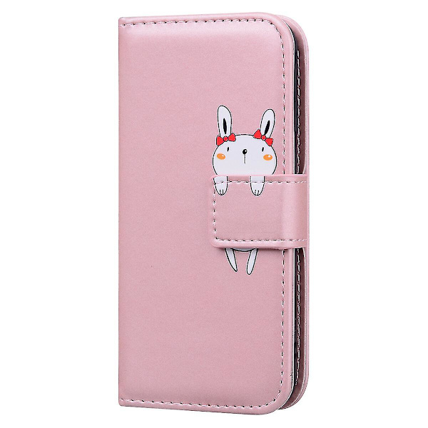Kompatibel med Xiaomi Mi 11 Lite 5g Sød Tegneserie Dyr Læderpung Flip Kreativ Magnetisk Beskyttende Cover - Rosegold Kanin