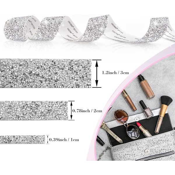 3 Rullar 3 Yards Självhäftande Kristall Rhinestone Band för ,ZQKLA
