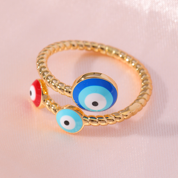 Ondt Øye Ring for Kvinner, Gullbelagt Fargerik Cubic Zirconia, ZQKLA