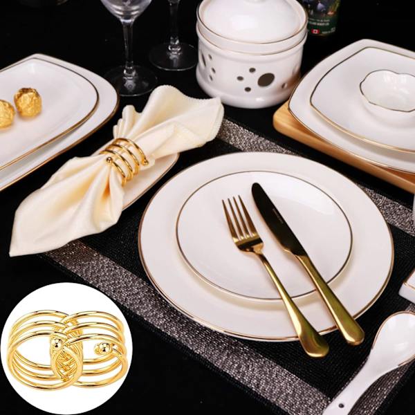 8 stk. Servietringe, Metal Servietring, Spiralform, ZQKLA